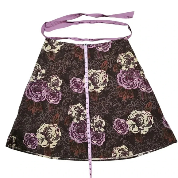 St. John’s Bay Women 14 Brown Purple Floral Corduroy Midi Skirt Cottagecore VTG - Picture 4 of 6